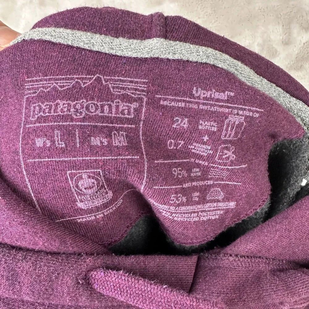 Patagonia Uprise Logo Hoodie Purple Womens Large Mens Medium Sweatshirt Spring - Picture 4 of 6